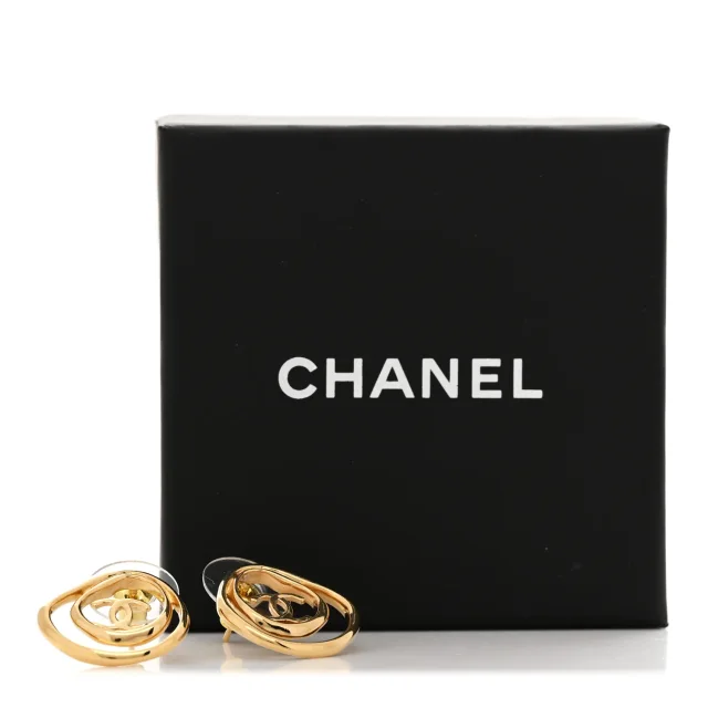 Chanel Metal CC Swirl Earrings Gold in Gold from FASHIONPHILE, photo 5 of 5