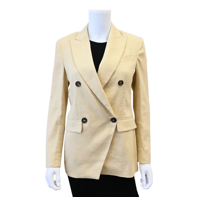 Brunello Cucinelli Pale Beige Linen-Blend Blazer in Beige Silk from Clotheshorse Anonymous