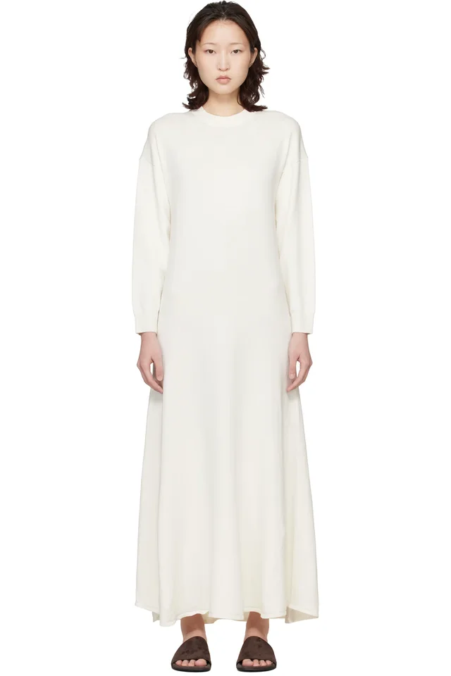 White Silk Linen Knit Maxi Dress, image 1 of 1 from SSENSE