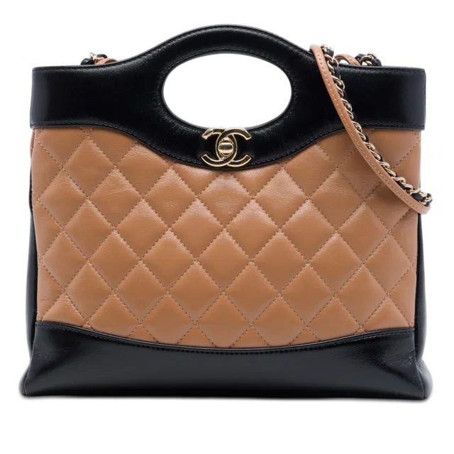 Black Chanel Mini Bicolor Quilted Lambskin 31 Shopping Bag Satchel in Black Lambskin from Designer Revival