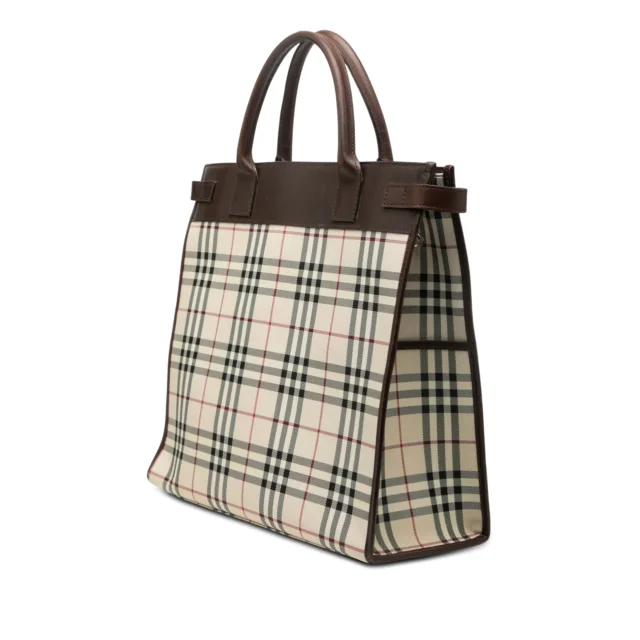Beige Burberry House Check Canvas Convertible Tote Satchel in Beige Canvas from Designer Revival, photo 2 of 6
