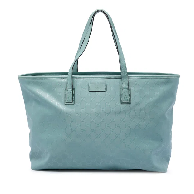 Blue Gucci Large GG Imprime Tote in Blue Coated canvas from Designer Revival