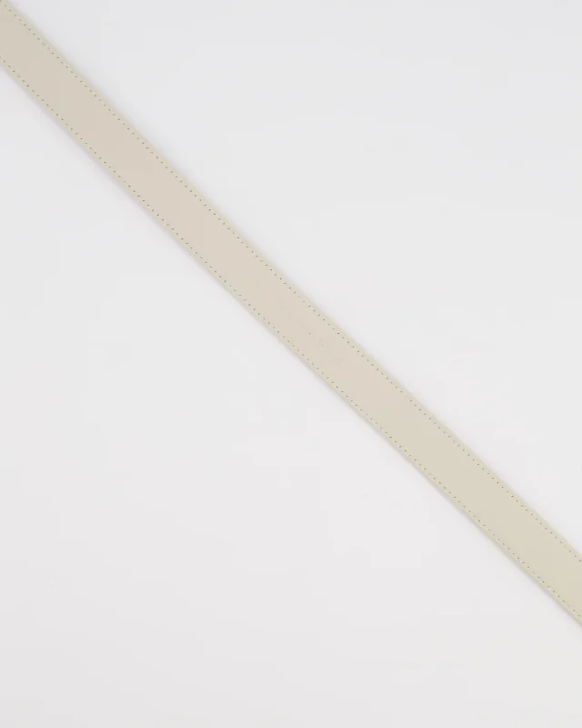 Saint Laurent Cassandre Cream Leather Belt with Brushed Gold Square Buckle and Logo Size 75 in White Leather from Sellier, photo 8 of 8