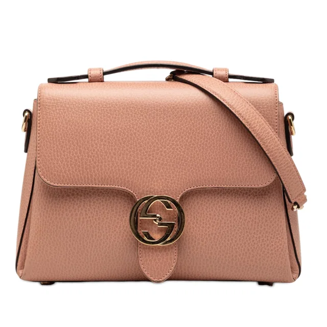 Pink Gucci Small Dollar Calf Interlocking G Satchel in Pink Leather from Designer Revival