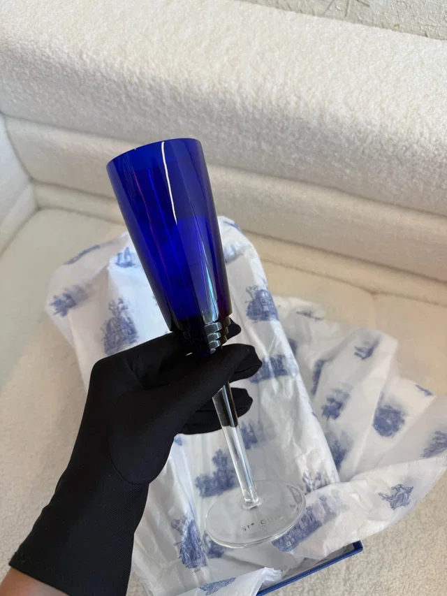 Hermès ST LOUIS Blue Champagne Flute in Blue from Luxury Promise