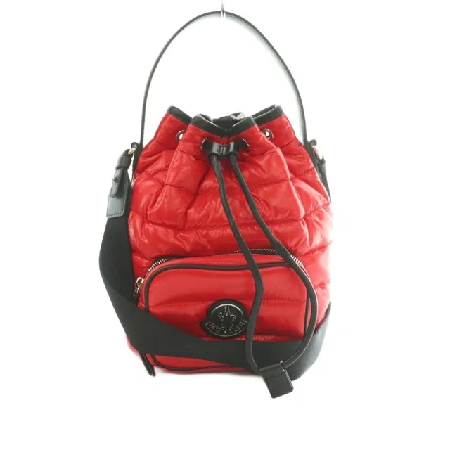 Moncler Kilia 2-Way Shoulder Bag Nylon Quilted Red Black in Black Nylon from The Reluxe