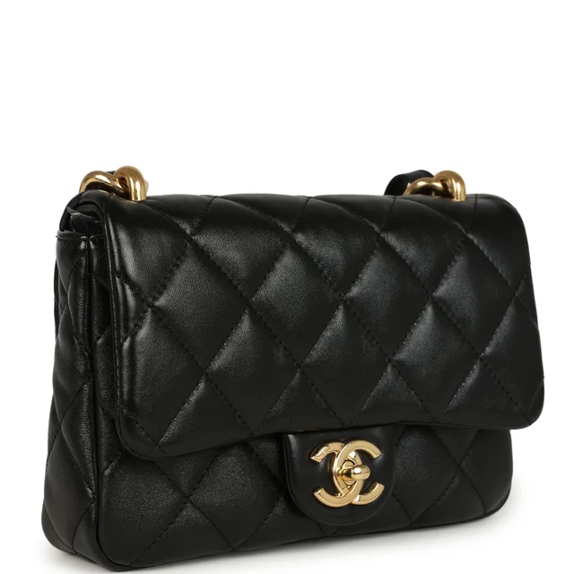 Chanel Small Funky Town Flap Bag Black Shiny Lambskin Aged Gold Hardware in Black Lambskin from Madison Avenue Couture, photo 2 of 2
