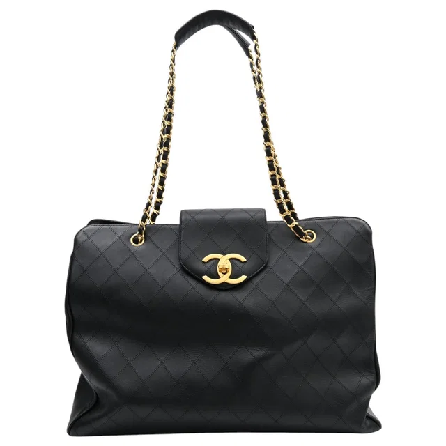 Chanel Made around 1995. Bicolore Stitch Supermodel Black in Black Calfskin from VINTAGE QOO TOKYO