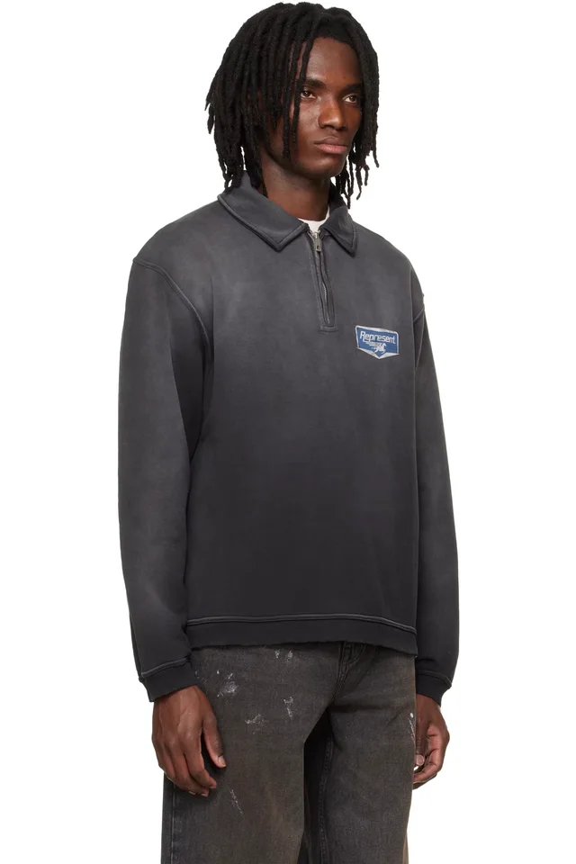 Represent Black 'Nothing Faster' Quarter Zip Sweatshirt, photo 2 of 4 from SSENSE
