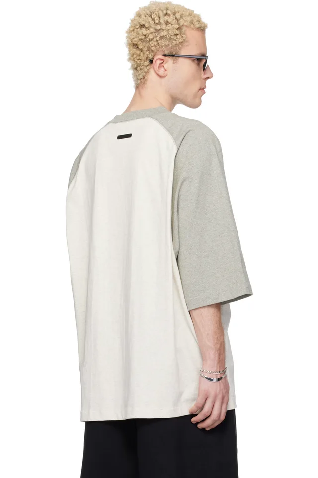Fear of God ESSENTIALS Off-White & Gray Signature Baseball T-shirt, photo 3 of 4 from SSENSE