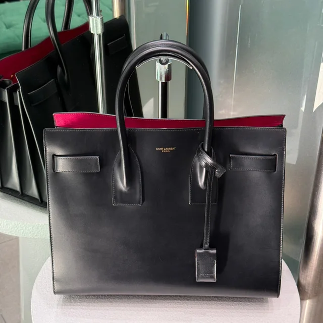 Saint Laurent Sac De Jour Tote Black in Black Calfskin from Revivre Luxury Consignment