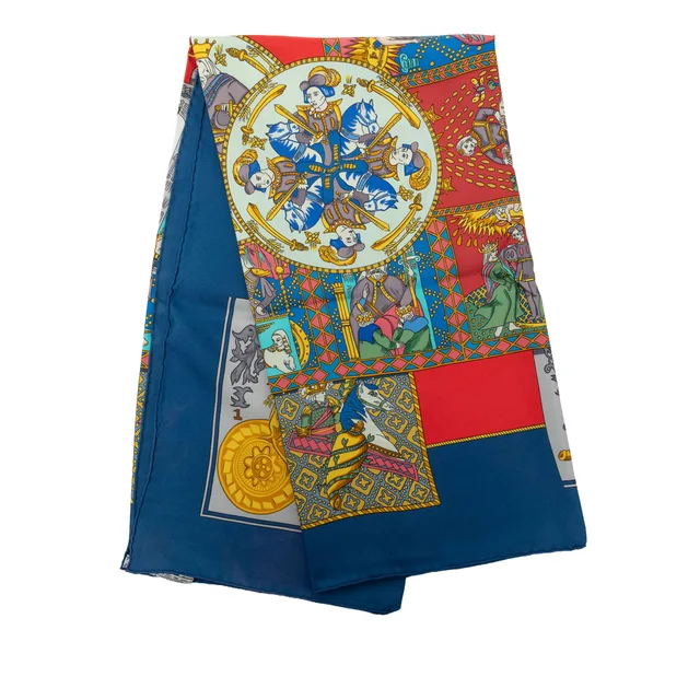 Blue Hermès Le Tarot Silk Scarf 90 Scarves in Blue Silk from Designer Revival, photo 1 of 1