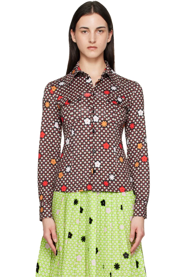 MM6 Maison Margiela Black & Beige Jersey Shirt, image 1 of 1 from SSENSE