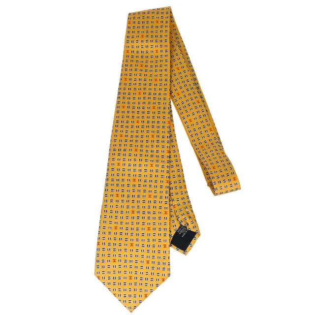 Chanel Necktie Yellow Small Good in Yellow Silk from AMORE Vintage Tokyo