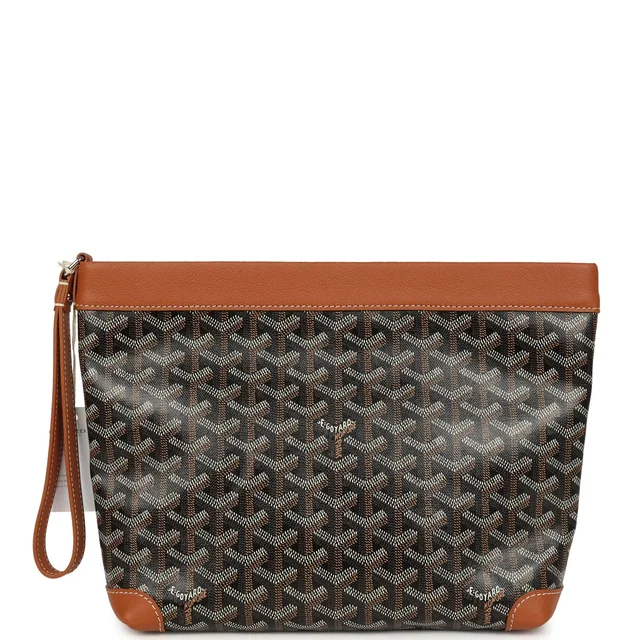 Goyard Goyardine Canvas Black, Brown Conti Pouch Palladium Hardware in Black Canvas from Madison Avenue Couture