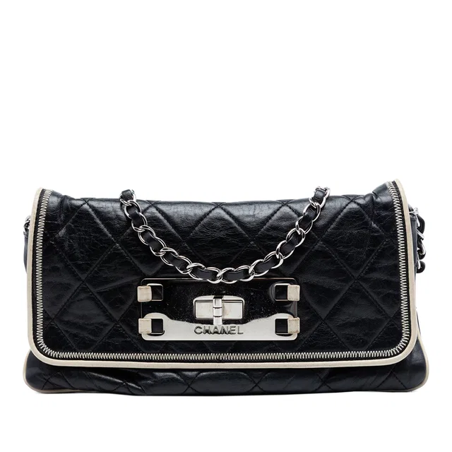 Black Chanel Quilted Lambskin Reissue East West Flap Shoulder Bag in Black Lambskin from Designer Revival