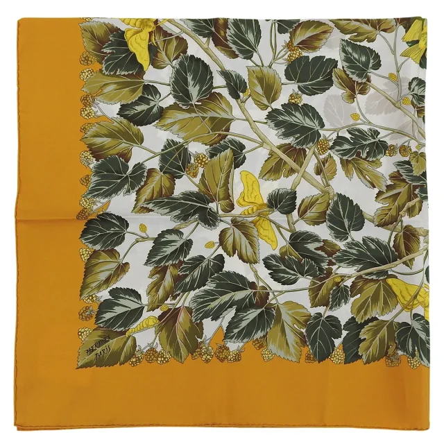 Hermès Carré 90 Silk Scarf l'ARBRE de SOiE Orange/Multi in Orange Silk from VINTAGE QOO TOKYO, photo 2 of 7