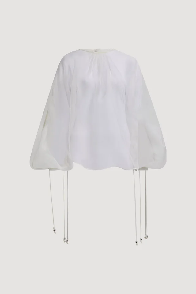AJE Lunetta Organza Shirt in White from Aje, photo 1 of 1