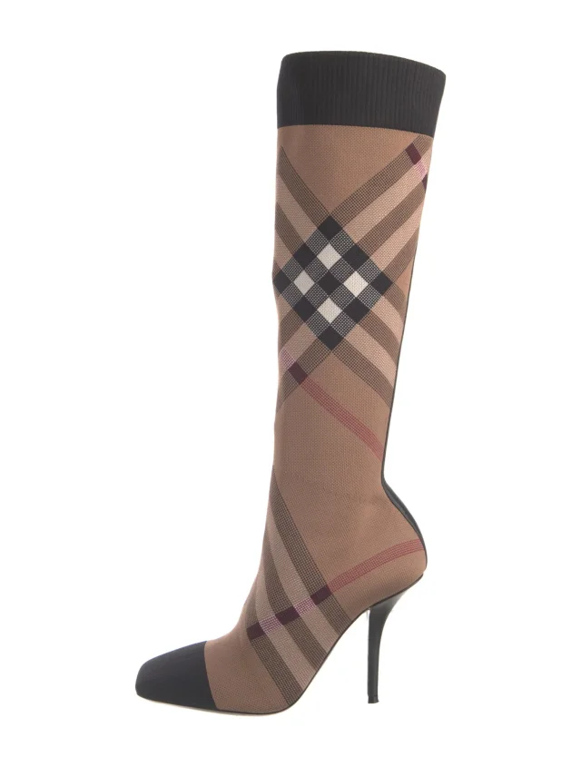 Burberry House Check Pattern Boots in brown|red from The RealReal