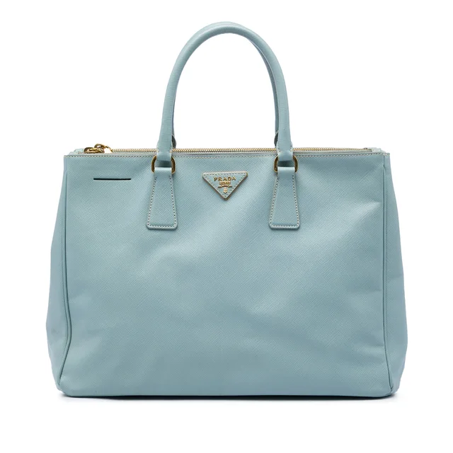 Blue Prada Large Saffiano Lux Galleria Double Zip Satchel Tote Bag in Blue Saffiano leather from Designer Revival