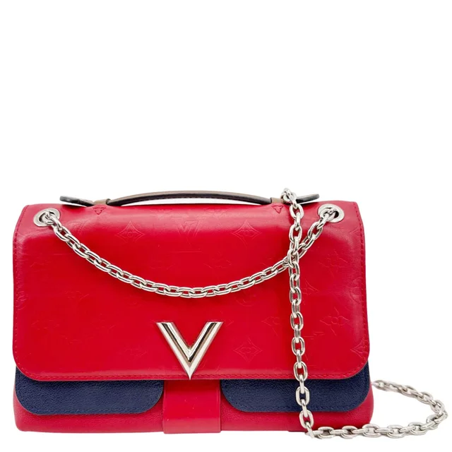 Louis Vuitton Very Chain Cuir Plume Ecume Leather Shoulder Bag Red in Red Leather from Dallas Designer Handbags