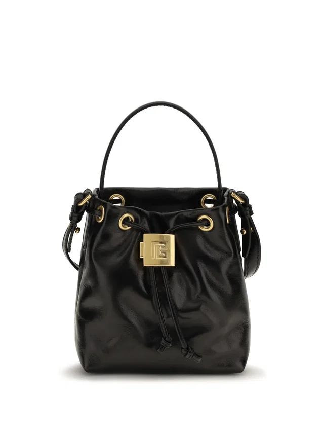 Balmain Pulse Bucket Bag — Black Calf Leather Bos Taurus in Black Calfskin from HEWI
