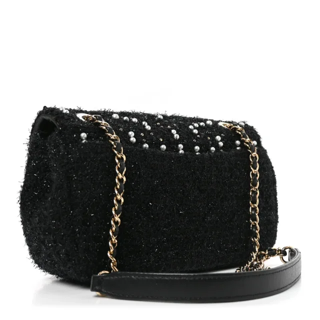 Chanel Pearl Small Cosmos Flap Black in Black Tweed from FASHIONPHILE, photo 3 of 10