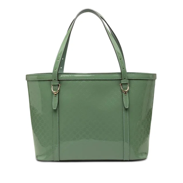 Green Gucci Patent Microguccissima Nice Tote in Green Patent leather from Designer Revival