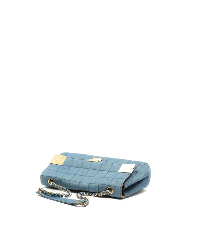 Chanel CC Denim Chocolate Bar Flap Bag in Brown Denim from A Retro Tale, photo 4 of 8