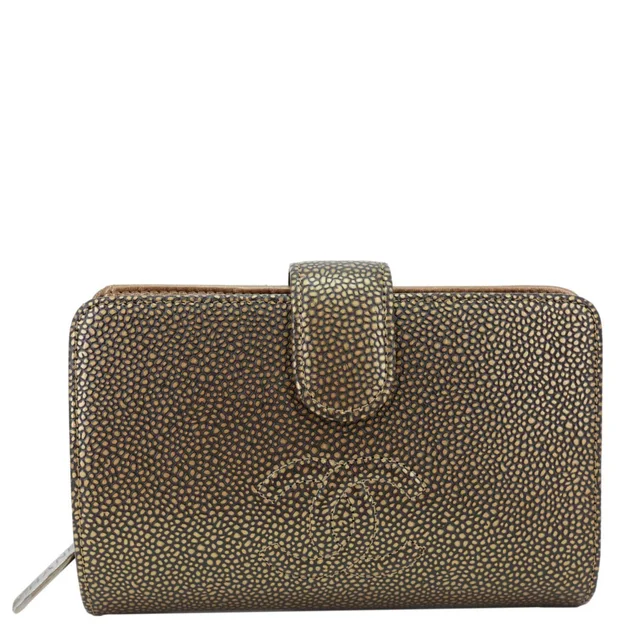 Chanel Timeless CC Caviar Leather Zipped Pocket Wallet Gold in Gold Caviar leather from Dallas Designer Handbags