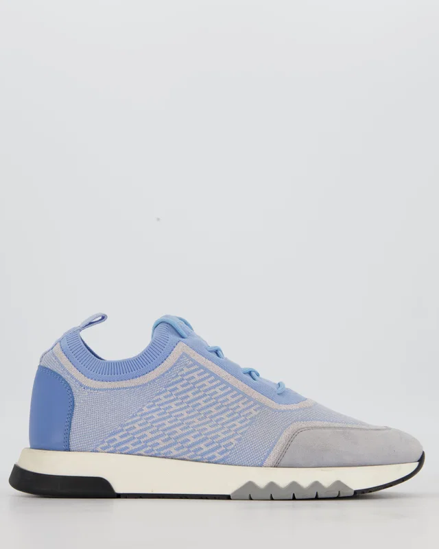 Hermès Sky Blue & White Knit Fabric Addict Trainers Size EU 39.5 in White from Sellier