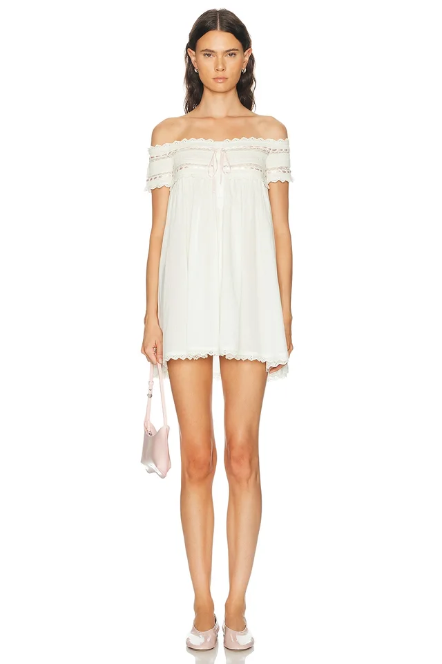 LPA Cassia Mini Dress in Beige from FWRD, photo 1 of 1