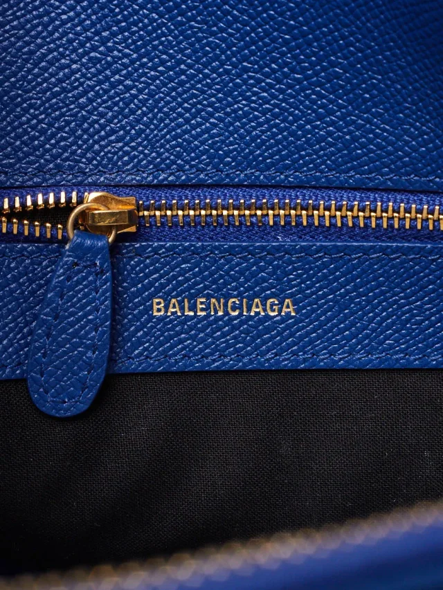 Balenciaga Blue Stamped Calfskin Leather Small Ville Satchel Bag in Blue Calfskin from Yoogis, photo 10 of 13