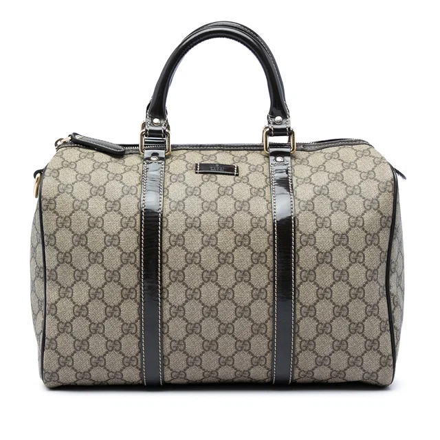 Beige Gucci Medium GG Supreme Joy Boston Bag in Beige Coated canvas from Designer Revival