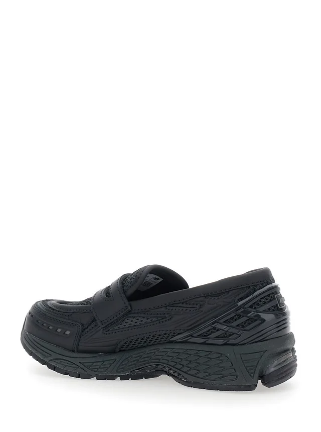 NEW BALANCE 'Lifestyle' Black Sneakers with Slip-On Design and Mesh Inserts in Leather Unisex in Black 100% Leather/Textile, photo 6 of 8 from Gaudenzi Boutique