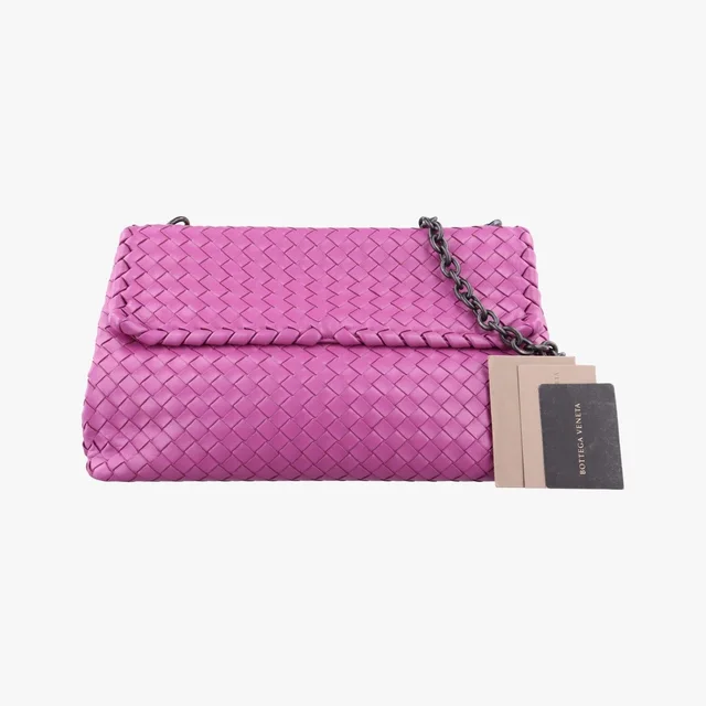 Bottega Veneta Intrecciato Olympia Pink Lambskin in Pink Lambskin from The Reluxe