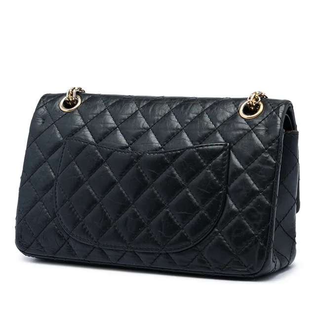 Black Chanel Quilted Aged Calfskin Reissue 2.55 Double Flap 225 Shoulder Bag in Black Calfskin from Designer Revival, photo 2 of 2
