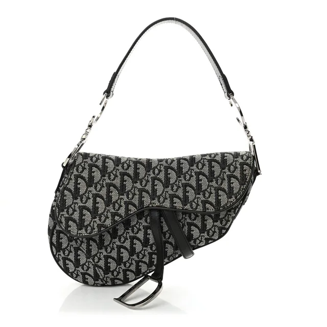 Dior Saddle Oblique Canvas Bag - Black & Grey in Black Canvas from H&T