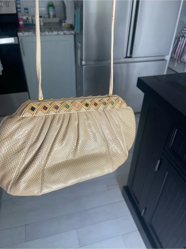 Iconic Vintage Rare Judith Leiber Textured Evening Shoulder Bag With Stones in pink|gold from Poshmark