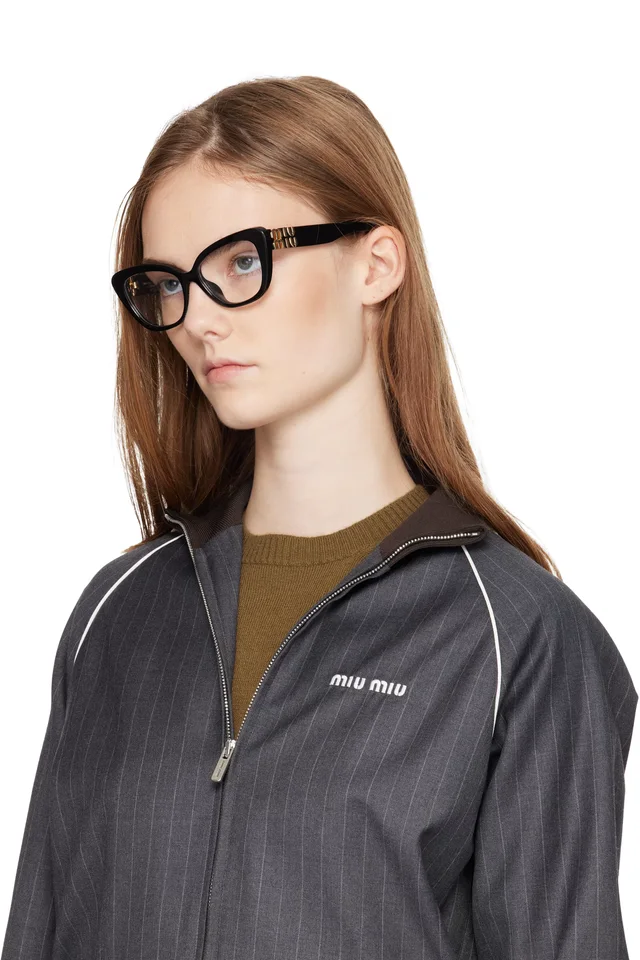 Miu Miu Eyewear Black Irreverently Sophistcated Cateye Glasses, photo 4 of 4 from SSENSE