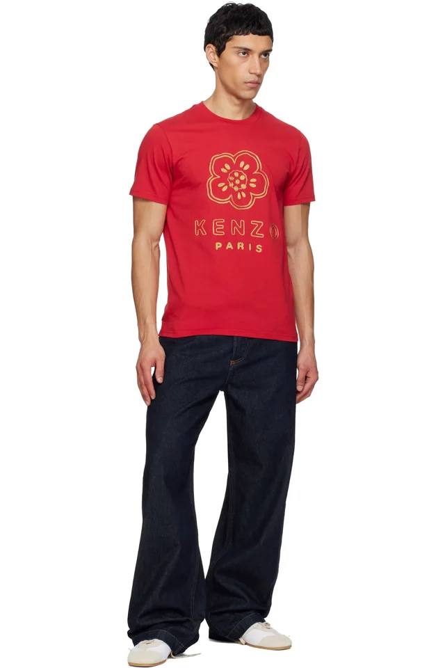 Red Kenzo Paris 'Boke Flower' Embroidered T-shirt, photo 4 of 4 from SSENSE