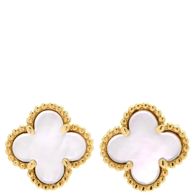 Van Cleef & Arpels Earrings Sweet Alhambra Pearl White Yellow Gold 18 in White from The Reluxe