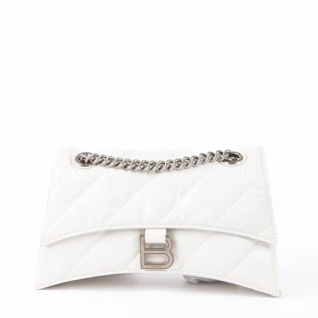 Balenciaga White Crushed Calfskin Small Crossbody Bag in White Calfskin from Labellov