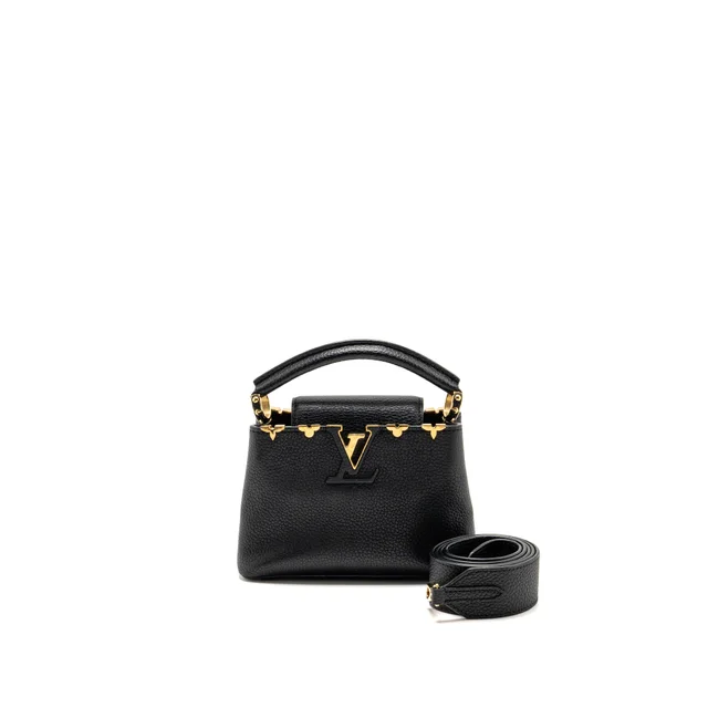 Louis Vuitton mini capucines flower crown line Taurillon black GHW in Black Leather from EMIER
