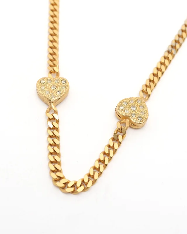 Celine Rhinestone Heart Necklace in Silk from A Retro Tale, photo 3 of 4