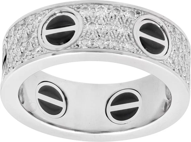 Cartier classic model ring, pavé, ceramic and 18K white gold in White White Gold from Gray And Sons