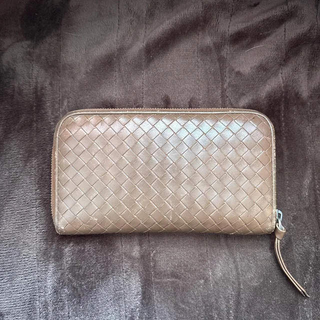 Bottega Veneta Women's Wallets - Brown/Tan in brown|red|neutral Woven leather from Depop, photo 1 of 1
