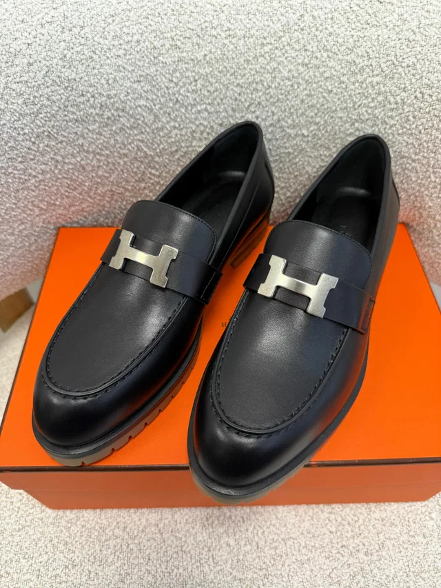 HK LOCATED*HERMÈS FAUBOURG LOAFER Black- Size 37 in Black Calfskin from Luxury Promise