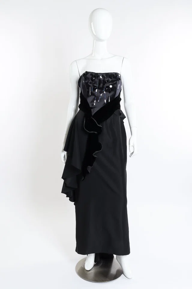 Christian Lacroix Beaded Strapless Gown in Velvet from Recess LA