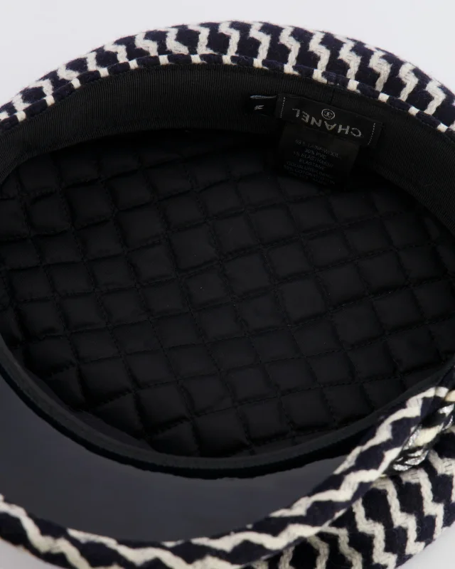 Chanel Black and White Wool Casket Hat with Vinyl Brim and Black CC Logo Detail Size M in Black Wool from Sellier, photo 10 of 10